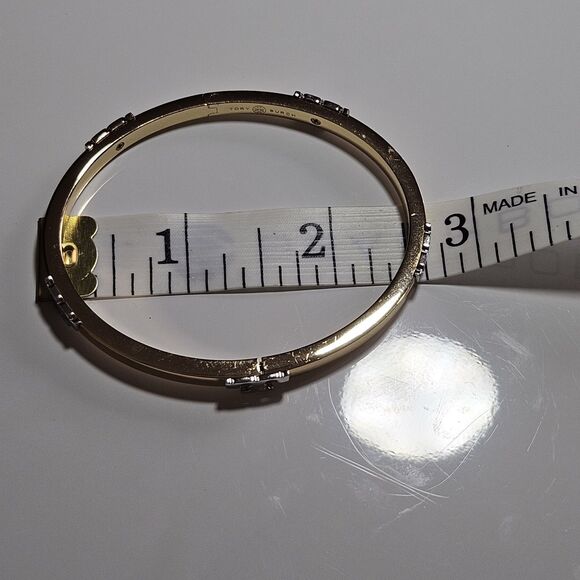 *Sale* Tory Burch Gold Tone Hinges Bracelet With Silver Tone Accents - Picture 6 of 12